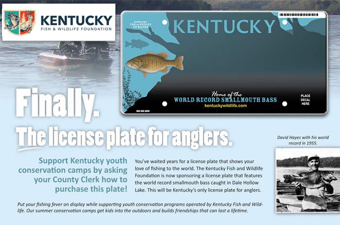 World Record Smallmouth Bass Specialty License Plate - Kentucky Fish ...